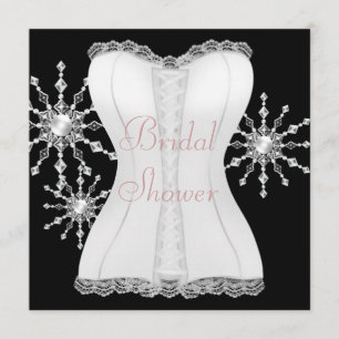 Invitation Fête de mariage corset rose noir blanc Flocons de