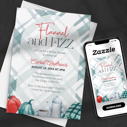 Invitation Fête de mariage cosy Flannelle & Fizz