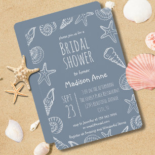 Invitation Fête de mariage côtier Coquillages et étoiles de m