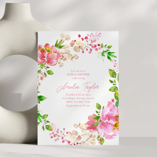 Invitation Fête de mariage Cottagecore Pivoine Aquarelle Rose