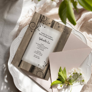 Invitation Fête de mariage Country Barn Wood et Fleurs