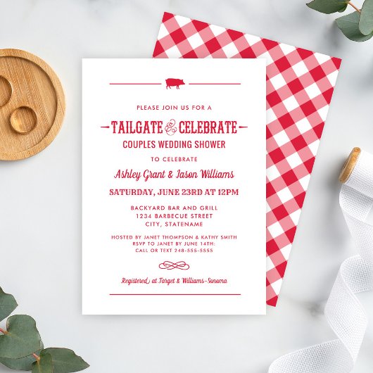 Invitation Fête de mariage couple "Tailgate and Celebrate Red