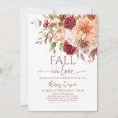Invitation Fête de Mariage d'Automne Fleurs Marsala (Devant)
