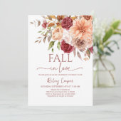 Invitation Fête de Mariage d'Automne Fleurs Marsala (Debout devant)