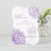 Invitation Fête de mariage de 50 ans Hydrangeas élégants (Debout devant)