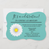 Invitation Fête de mariage de 50 ans Teal Pretty Little Daisy (Devant)