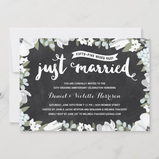 Invitation Fête de mariage de 55 ans Floral (Devant)