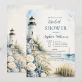 Invitation Fête de mariage de bord de mer avec phare (Devant / Derrière)