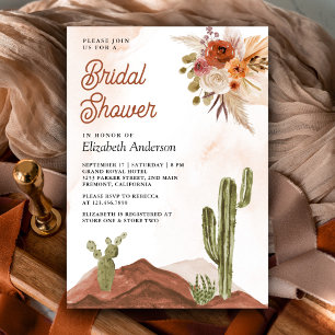 Invitation Fête de mariage de cactus du désert floral en terr