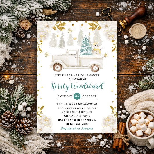 Invitation Fête de mariage de camionnette blanche rustique d'