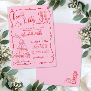Invitation Fête de Mariage de Campagne Cowgirl Dessinée à la