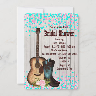 Invitation Fête de Mariage de Cowgirl de Campagne Rustique