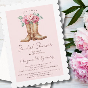 Invitation Fête de mariage de cowgirl occidentale rose poudré