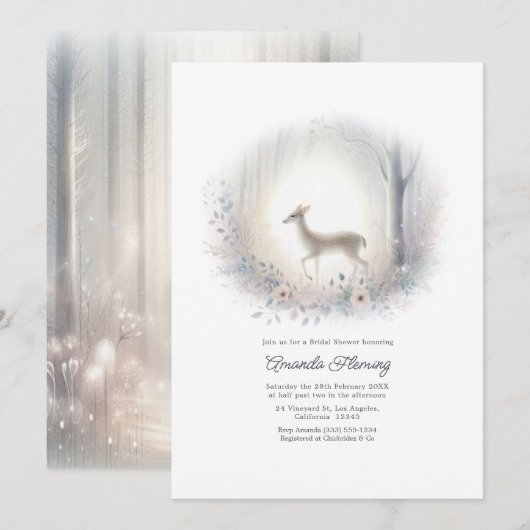 Invitation Fête de mariage de la forêt enchantée avec cerf (Devant / Derrière)
