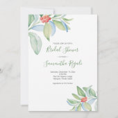 Invitation Fête de mariage de Noël avec verdure à l'aquarelle (Devant)
