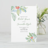 Invitation Fête de mariage de Noël avec verdure à l'aquarelle (Debout devant)