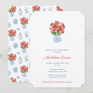 Invitation Fête de mariage de Noël Red Poinsettia Préparatifs
