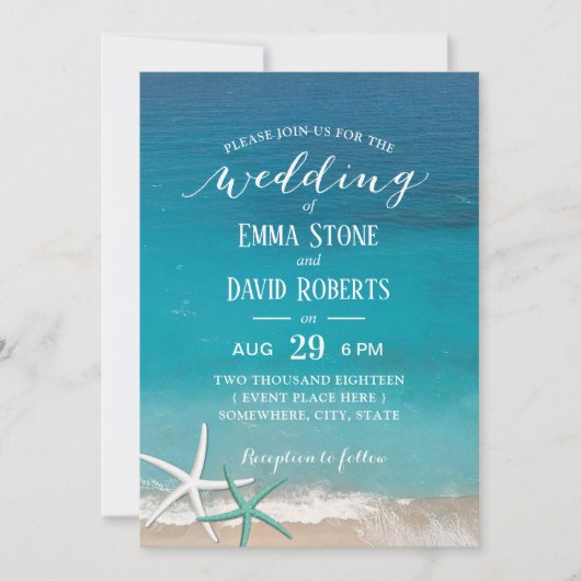 Invitation Fête de mariage de Starfish Beach (Devant)