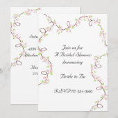 Invitation Fête de mariage délicate floraison (Devant / Derrière)