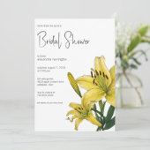 Invitation Fête de mariage délicate Lily jaune (Debout devant)