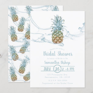 Invitation Fête de mariage d'été au jus d'ananas bleu poussié