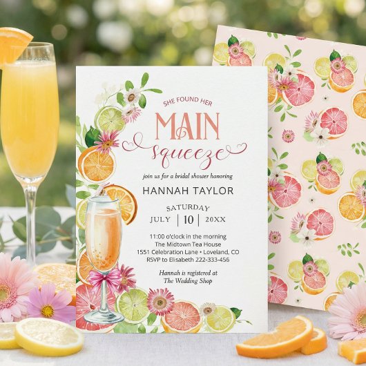 Invitation Fête de mariage d'été Main Squeeze Citrus