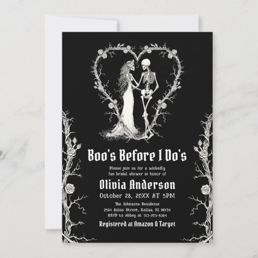 Invitation Fête de Mariage d'Halloween Boo's Before I Do's (Devant)
