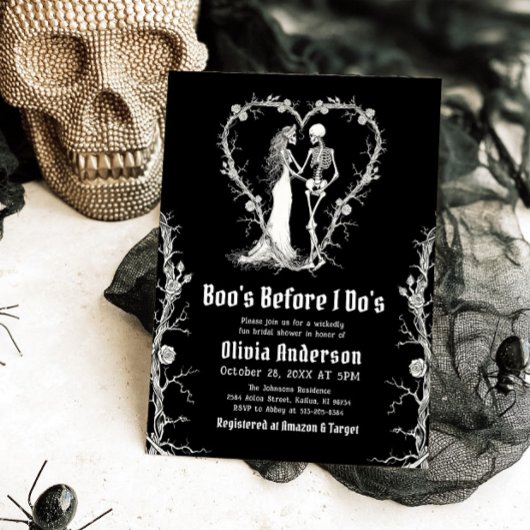 Invitation Fête de Mariage d'Halloween Boo's Before I Do's