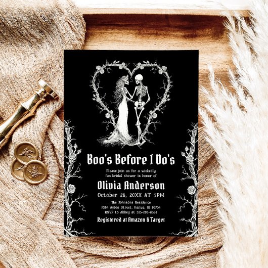 Invitation Fête de Mariage d'Halloween Boo's Before I Do's