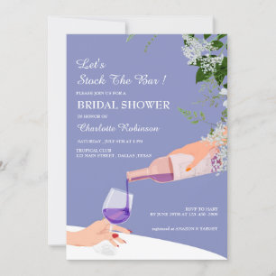 Invitation Fête de mariage Dusty Blue Floral Stock The Bar