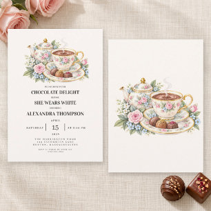 Invitation Fête de mariage élégante au chocolat et aux fleurs