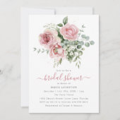 Invitation Fête de mariage élégante aux fleurs roses (Devant)