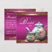 Invitation Fête de mariage élégante avec thé rose (Devant / Derrière)