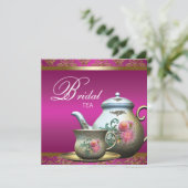 Invitation Fête de mariage élégante avec thé rose (Debout devant)