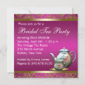 Invitation Fête de mariage élégante avec thé rose (Dos)