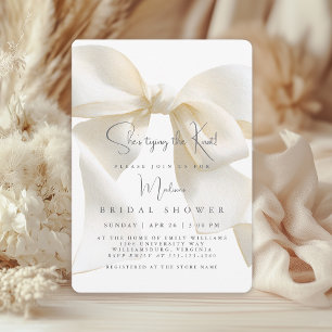 Invitation Fête de mariage élégante avec un nœud en ivoire