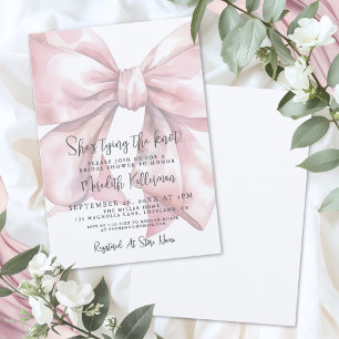 Invitation Fête de mariage élégante avec un nœud rose pâle