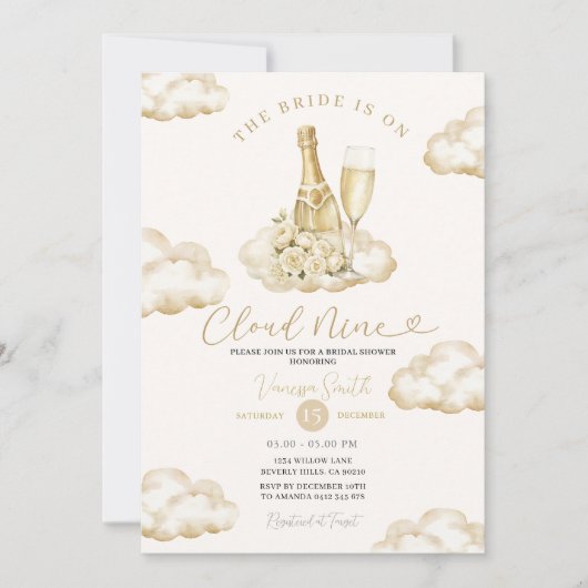 Invitation Fête de mariage élégante Champagne Cloud 9 (Devant)