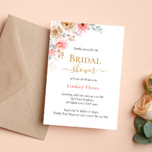 Invitation Fête de mariage élégante et colorée aux motifs flo