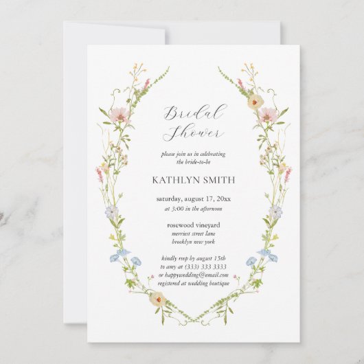 Invitation Fête de mariage élégante moderne avec fleurs sauva (Devant)