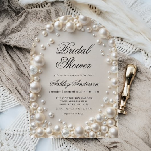 Invitation Fête de mariage élégante perles pastel