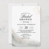 Invitation Fête de mariage élégante poussière d'or et vert sa (Devant)