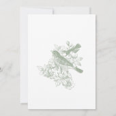 Invitation Fête de Mariage Élégants Oiseaux Verts (Dos)