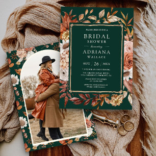 Invitation Fête de mariage émeraude florale en terre cuite 
