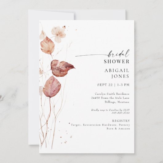 Invitation Fête de mariage en automne (Devant)