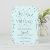 Invitation Fête de mariage en bleu clair et argent (Debout devant)