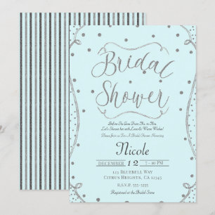 Invitation Fête de mariage en bleu clair et argent