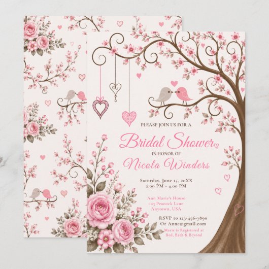 Invitation Fête de Mariage en Fleurs (Devant / Derrière)