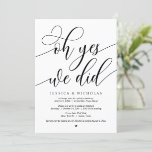 Invitation Fête de mariage en fuite, Oh oui, nous avons fait