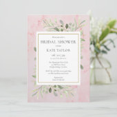 Invitation Fête de mariage en marbre aquarelle rose (Debout devant)